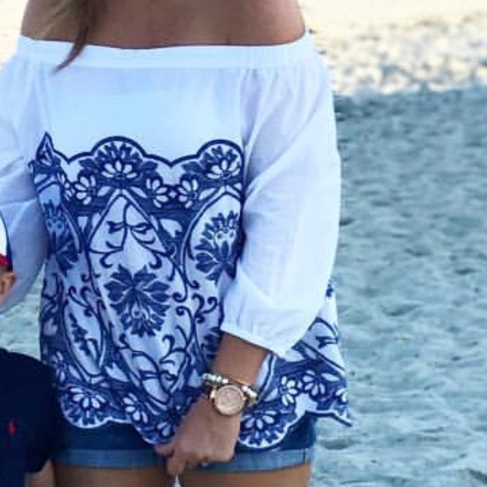 White off the shoulder top.